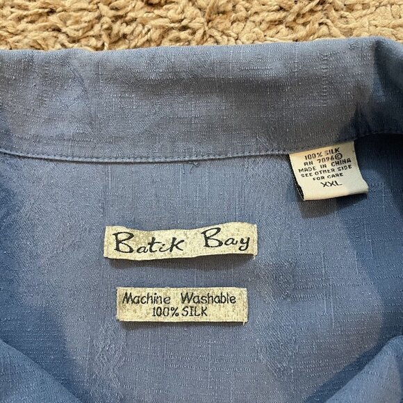 Batik Bay Men's Blue Short Sleeve Button Front Silk Hawaiian Shirt Size XXL - Picture 3 of 16